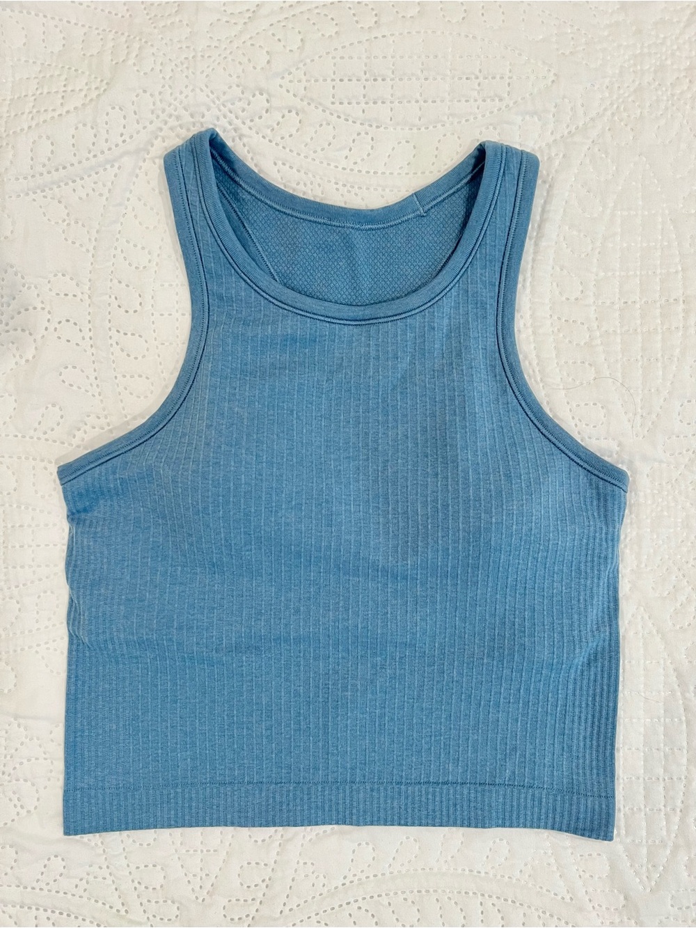 lululemon | Ebb to Street Cropped Racerback Tank Top, Utility Blue, Size 4